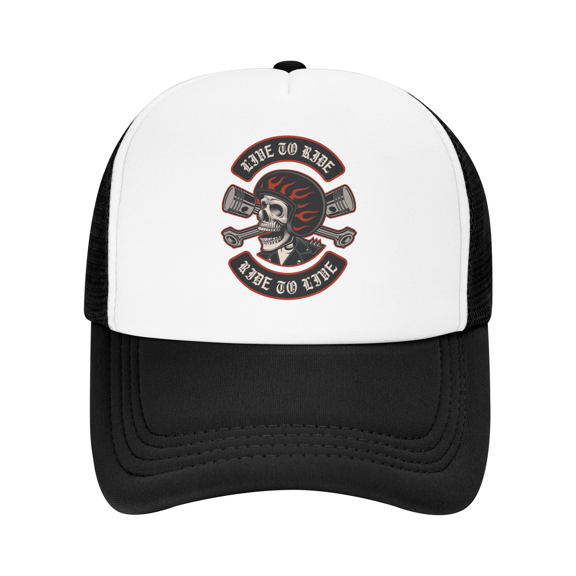 Hat Snapback Cap - Classic Rockabilly Rock Biker Motorcycle Skull