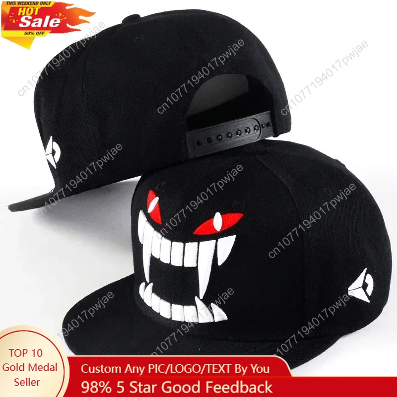 Hat Snapback Cap - Unisex Demon Embroidery Hip-hop Hats Spring