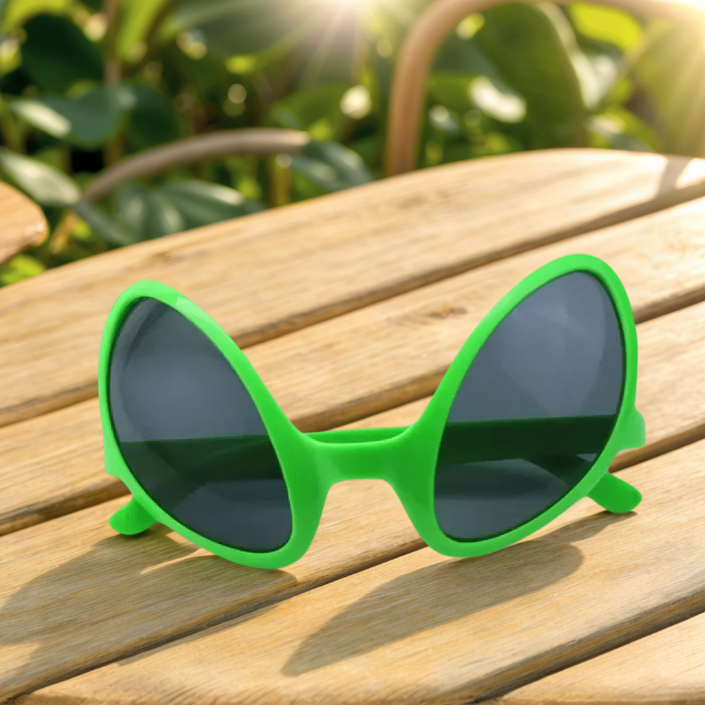 Men Accessories Fashion - Green Alien Martian Quirky Sunglasses 2D