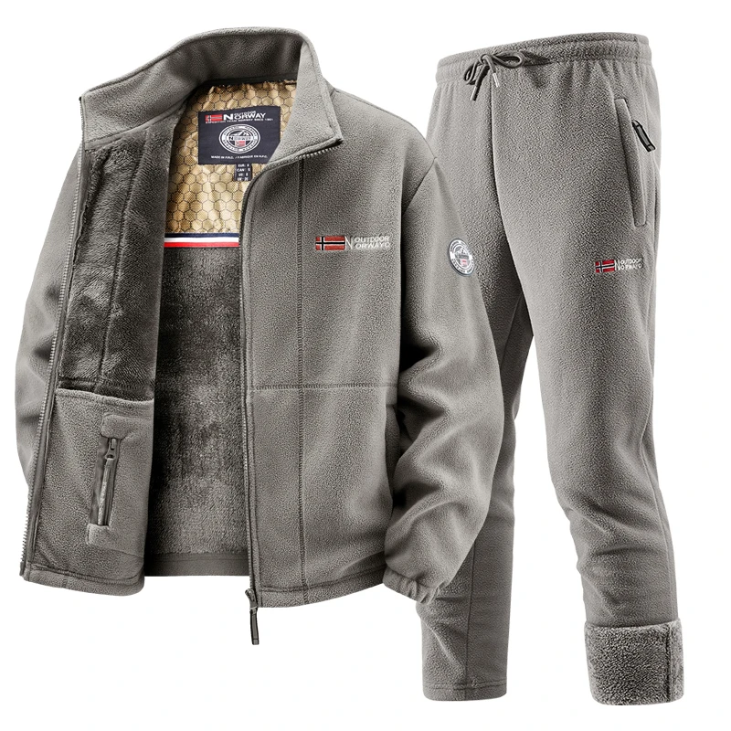 Men'S Accessories Pouch - Mens Winter Fleece Tracksuit Set Thickened