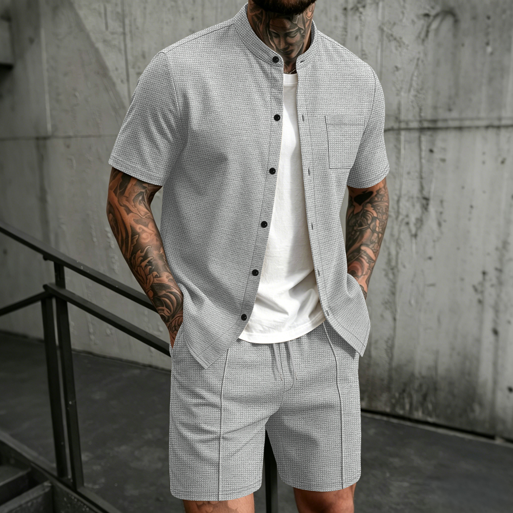 Men'S Accessories Pouch - Men's 2 Piece Outfit, Stand Collar