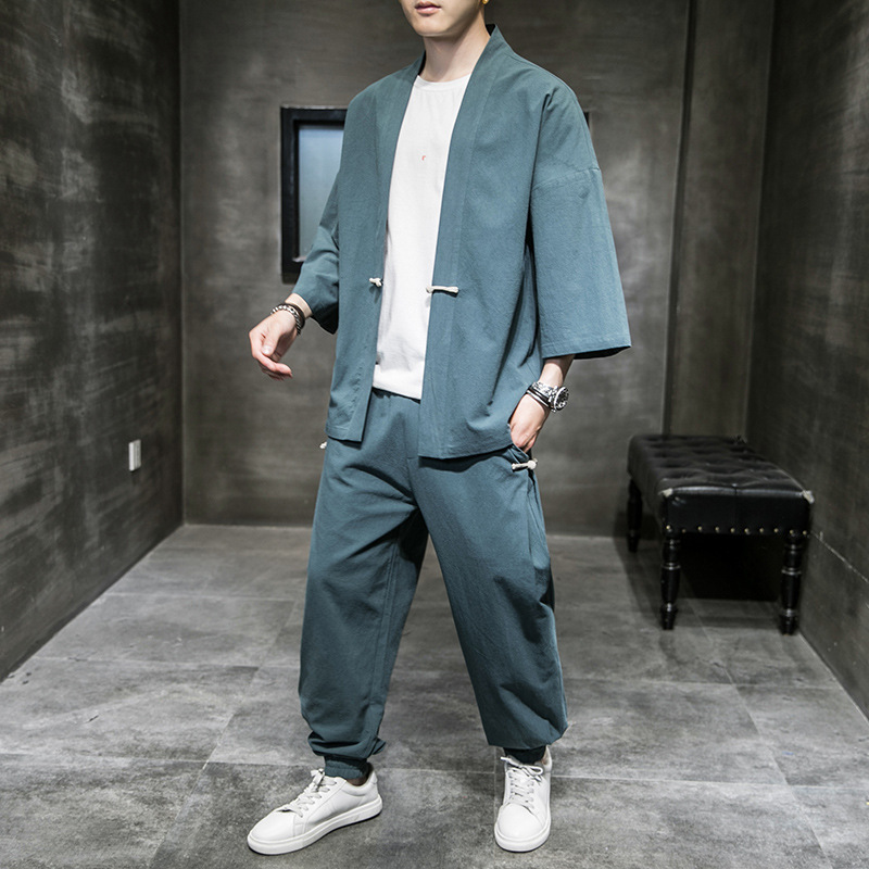 Men's Retro Cardigan Loose Pan - Men'S Kimono Accessories reseña y precio
