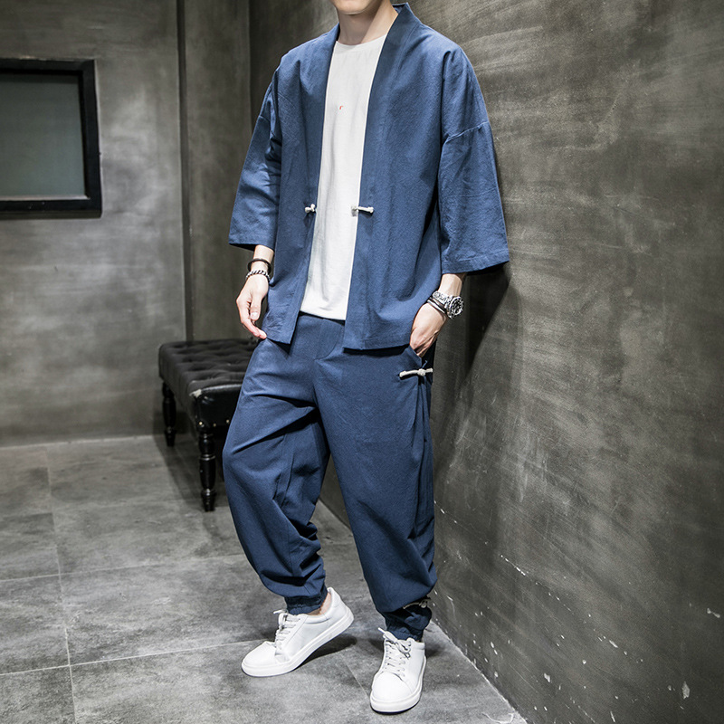 Men's Retro Cardigan Loose Pan - Men'S Kimono Accessories reseña y precio