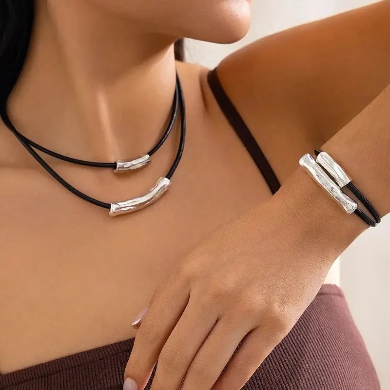 Multilayer Black Leather Adjus - Men Accessories Aesthetic reseña y precio