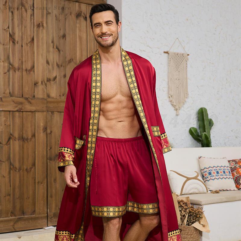 Men's Long Robe Pajamas Set Ba - Men'S Kimono Accessories reseña y precio
